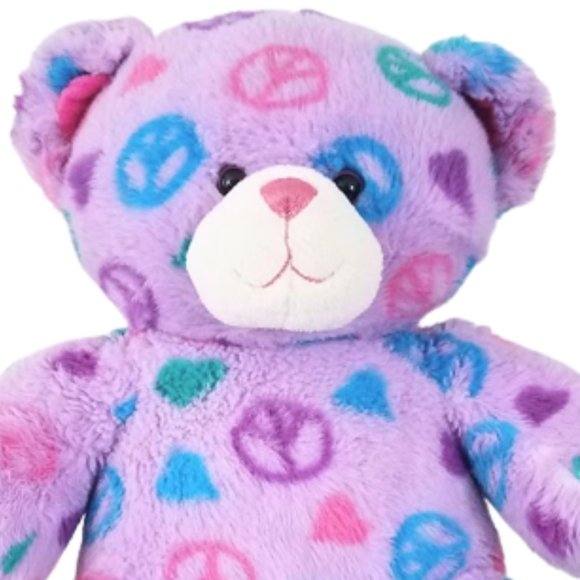 BUILD-A-BEAR WORKSHOP Lavender Purple Pink Peace Sign Teddy Bear 15" Plush 2011 - Picture 5 of 5
